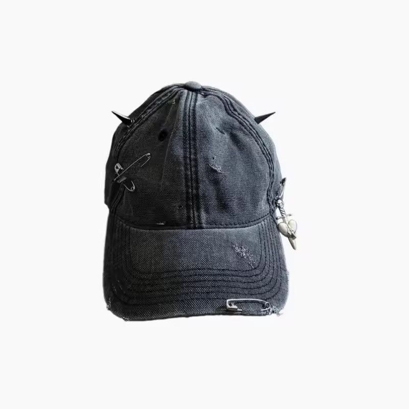 Other Gothic Punk Rivets Washed Streetwear Cap Hat Size ONE SIZE - 2 Thumbnail