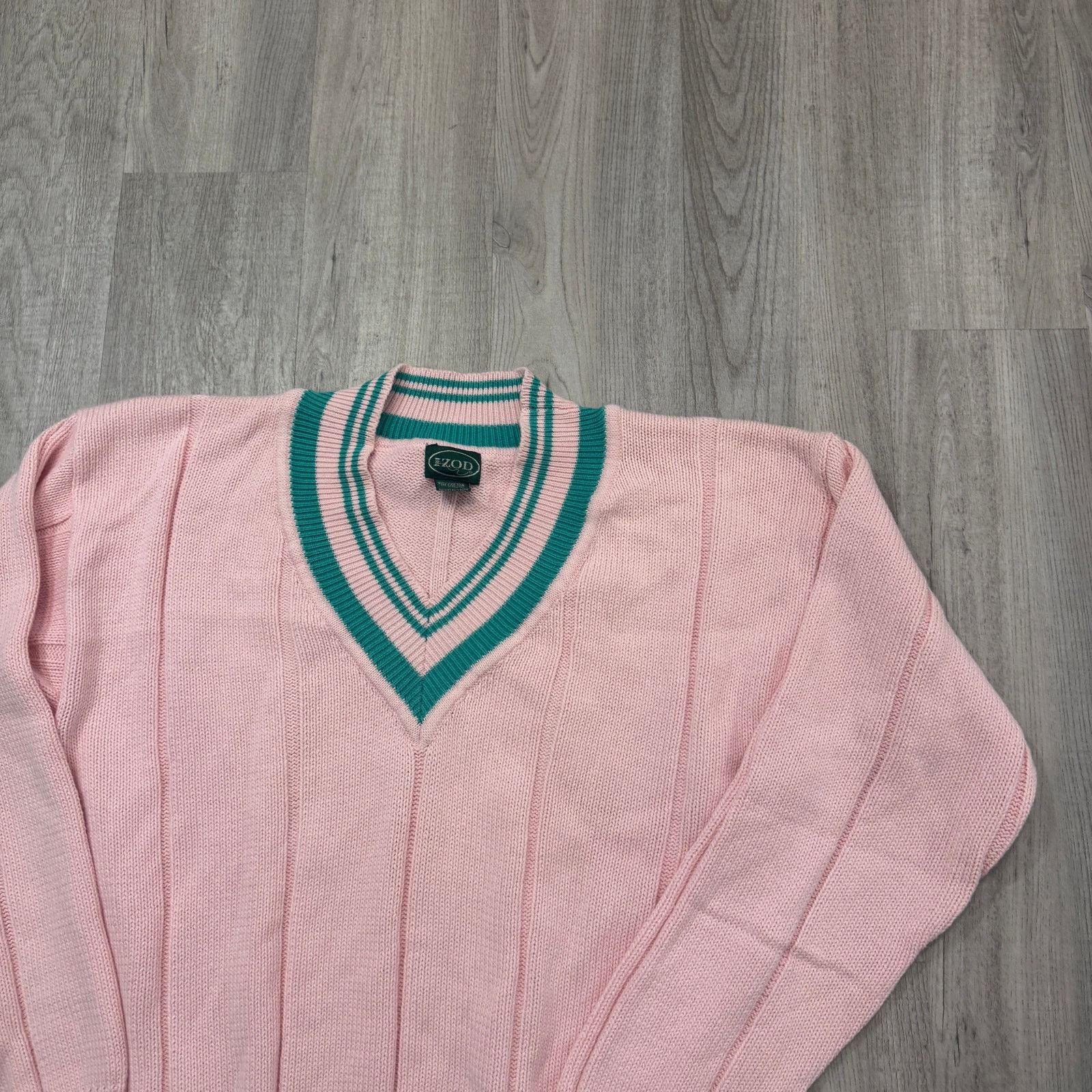 Izod Vintage Izod Sweater Men's Extra Large XL Pink Teal Striped Size US XL / EU 56 / 4 - 2 Thumbnail