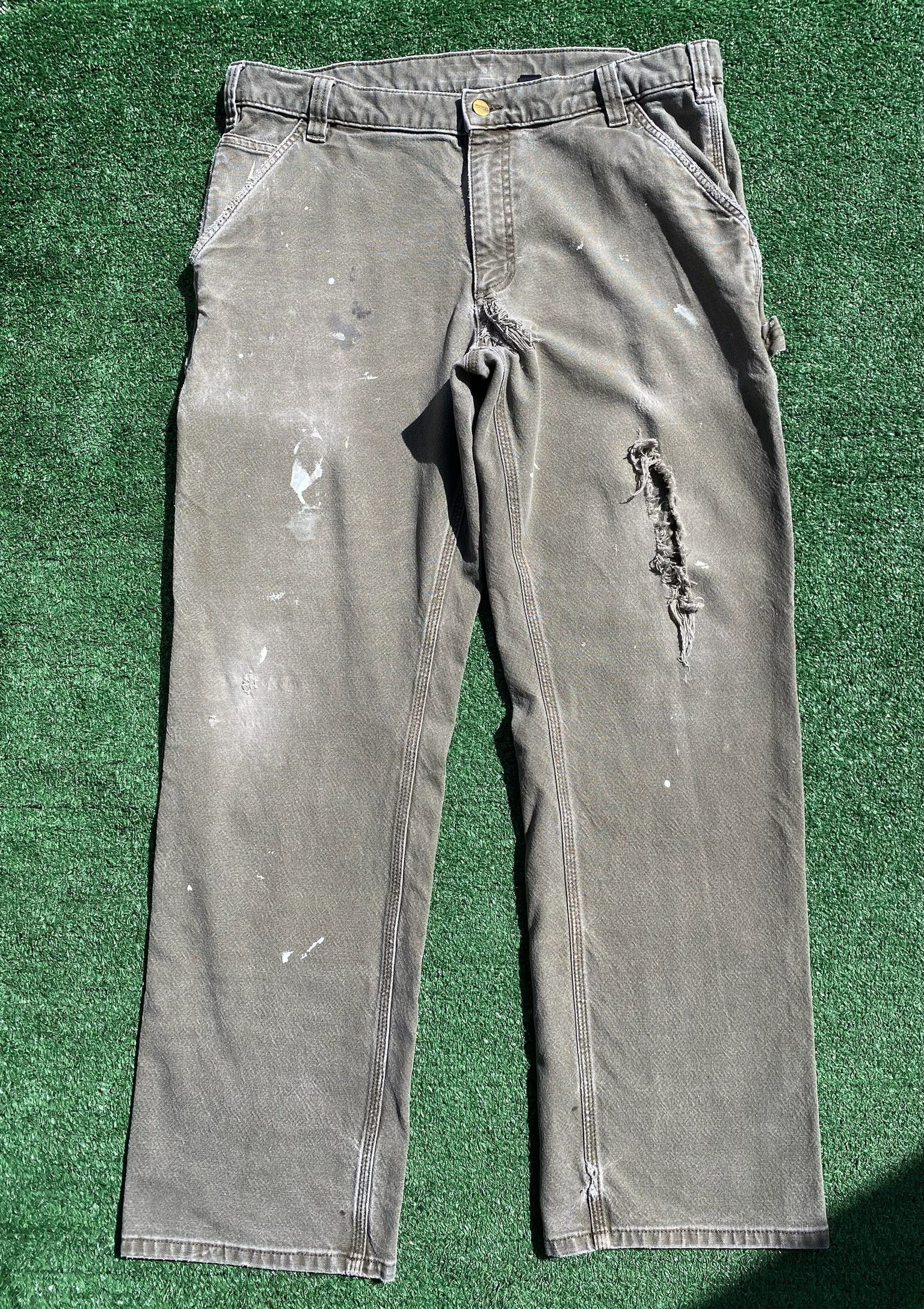 Carhartt Carhartt Relaxed Carpenter Heavily Distressed Pants 35x30 Size US 35 - 1 Thumbnail