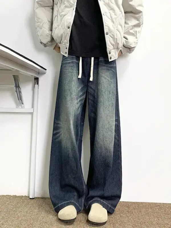 Japanese Brand Retro loose washed straight leg jeans Size US 32 / EU 48 - 2 Thumbnail