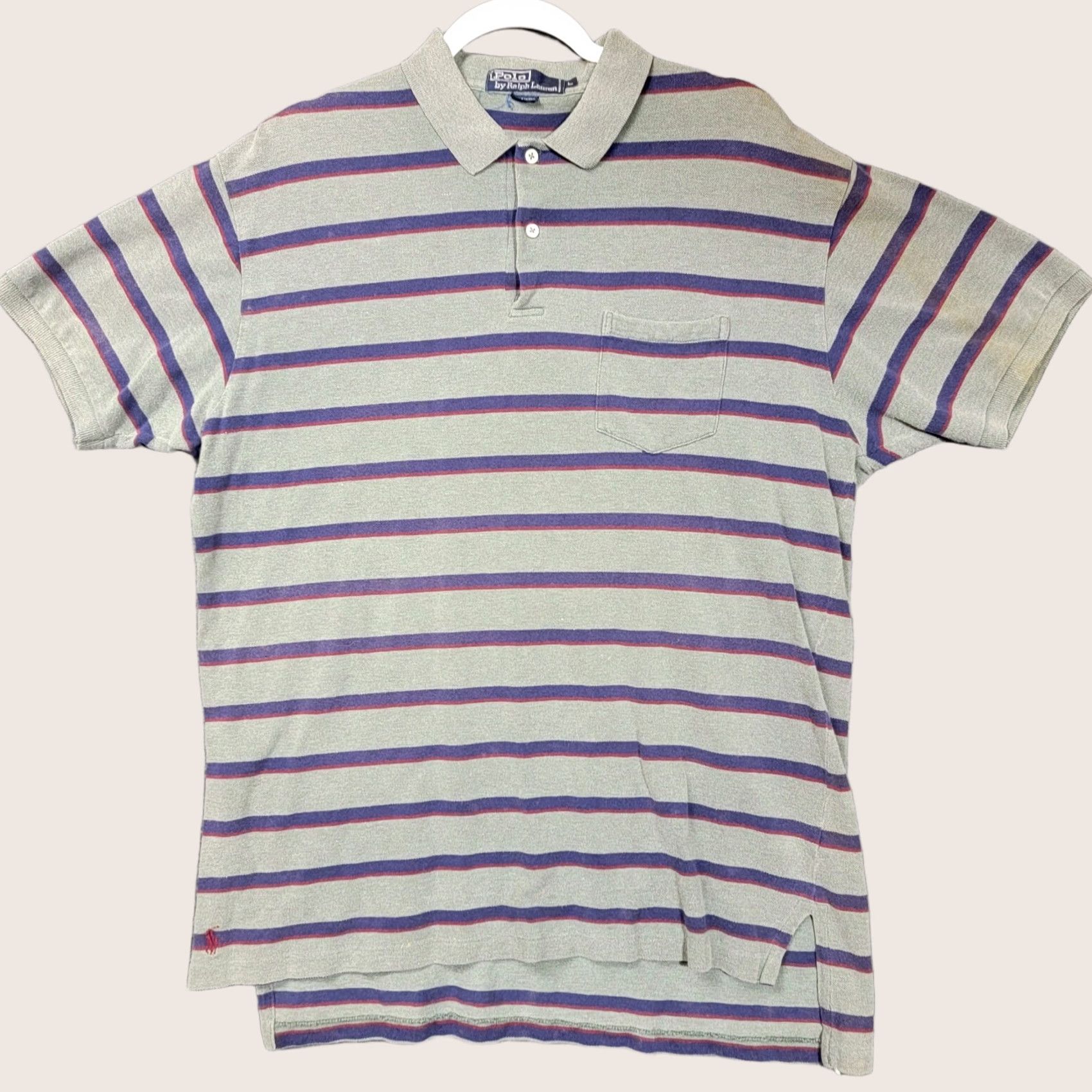 Polo Ralph Lauren Polo Ralph Lauren Short Sleeve Polo Shirt Men's Large Grey Striped Size US L / EU 52-54 / 3 - 1 Thumbnail