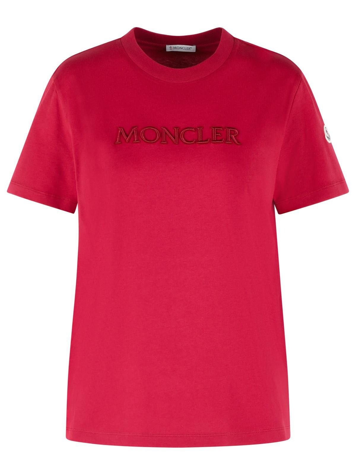 Moncler MONCLER Cherry Pink Cotton T-Shirt Size M / US 6-8 / IT 42-44 - 1 Thumbnail