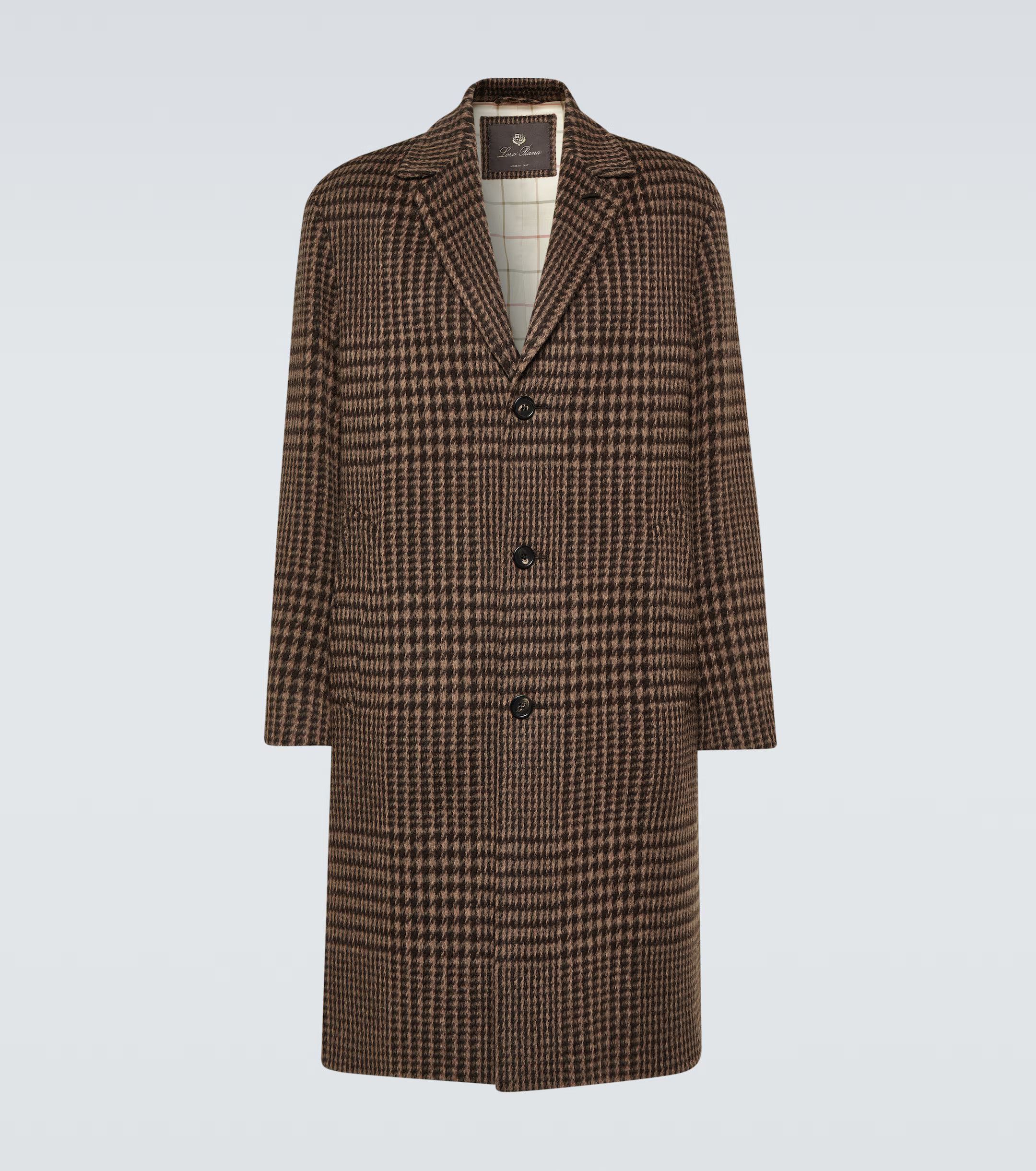 Loro Piana o1w1db10824 Gibson Check Cashmere Coat in Brown/Black Size US L / EU 52-54 / 3 - 1 Thumbnail