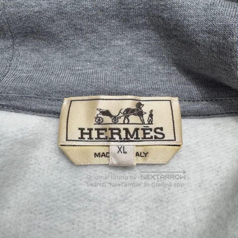 Hermes Hermes Geometric pattern leather patch hooded sweatshirt Size US XL / EU 56 / 4 - 4 Thumbnail