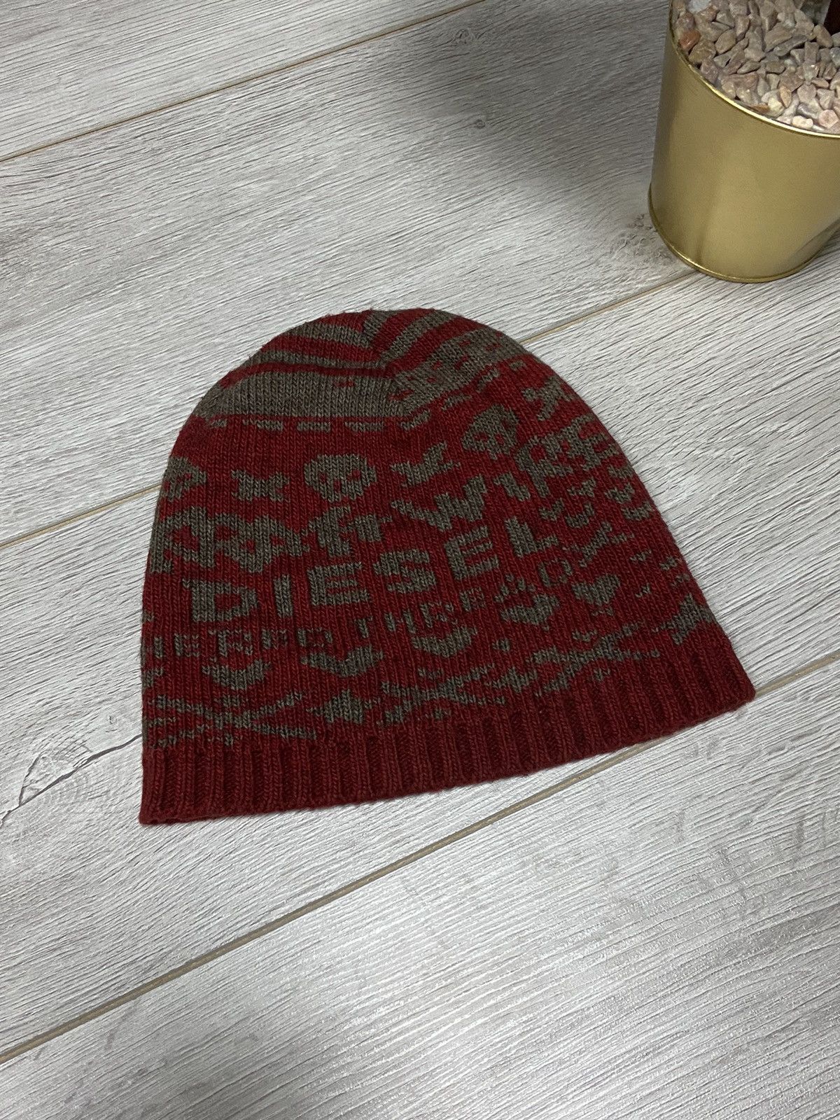 Diesel Diesel skull 💀 vintage wool over print designer Y2K hat Size ONE SIZE - 1 Thumbnail