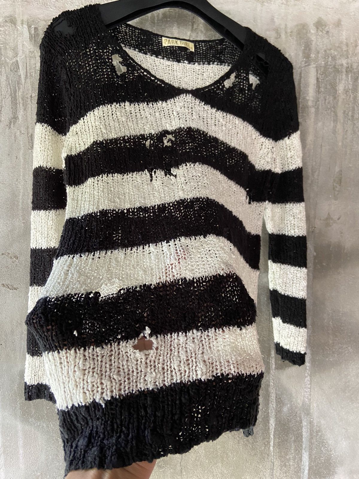 Isamu Katayama Backlash JAPANESE PUNK STRIPED DISTRESSED KNIT Size US S / EU 44-46 / 1 - 3 Thumbnail