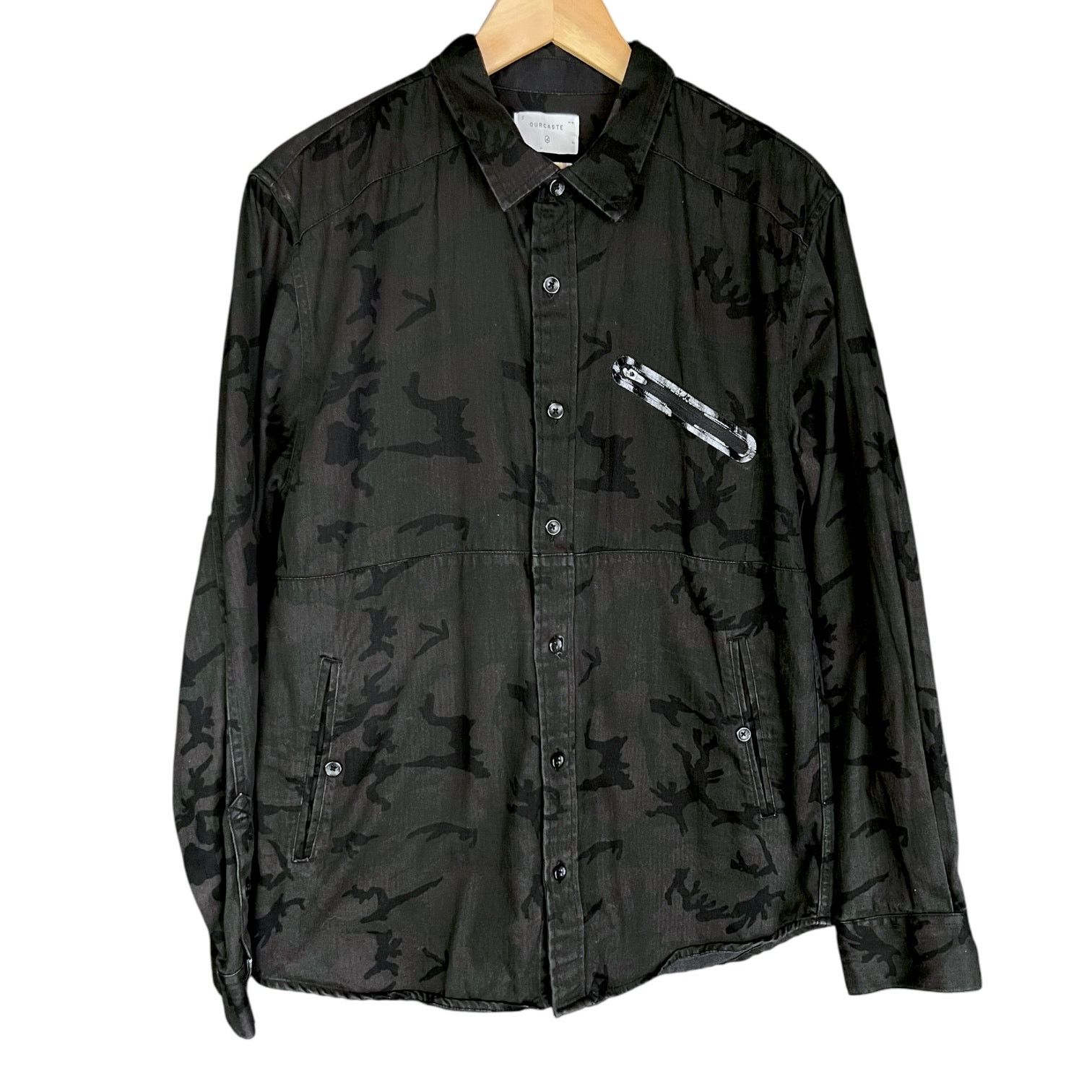 Our Legacy Men's Ourcaste Black Camo L/S Button-Down Shirt Jacket - L Size US L / EU 52-54 / 3 - 1 Thumbnail