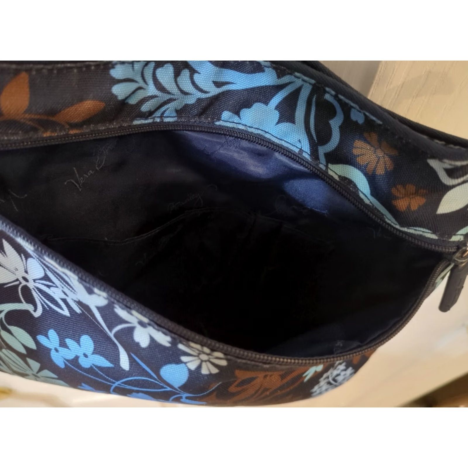 Vera Bradley Vera Bradley Crossbody Bag Blue Flower Print Women's Medium Cotton Strap Adjustable Pockets Floral" Size ONE SIZE - 5 Thumbnail