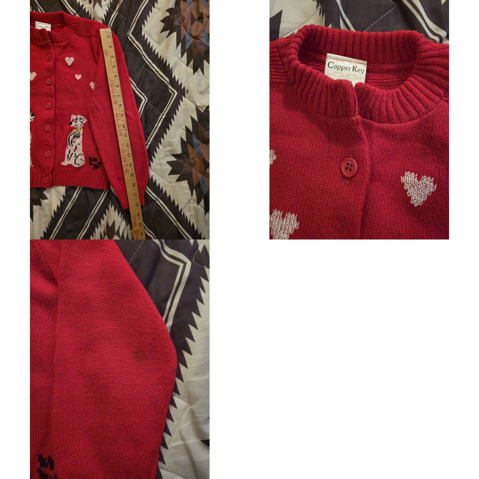 Vintage VINTAGE Copper Key Cardigan Sweater Dalmatian Dogs Knit Little Girl Medium Red 80s Size US M / EU 48-50 / 2 - 8 Thumbnail