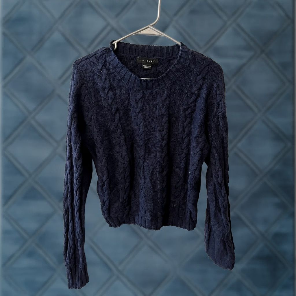 Sanctuary Sanctuary Sweater Pullover Medium Navy Blue Cable Knit Long Sleeve Casual Size M / US 6-8 / IT 42-44 - 1 Thumbnail