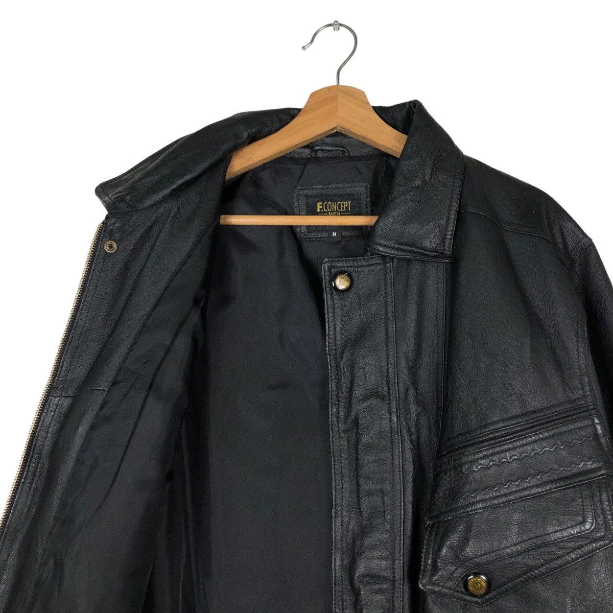 Japanese Brand 🔥Biker Leather Jacket F Concept Men Gold Issey Miyake Size US M / EU 48-50 / 2 - 12 Thumbnail