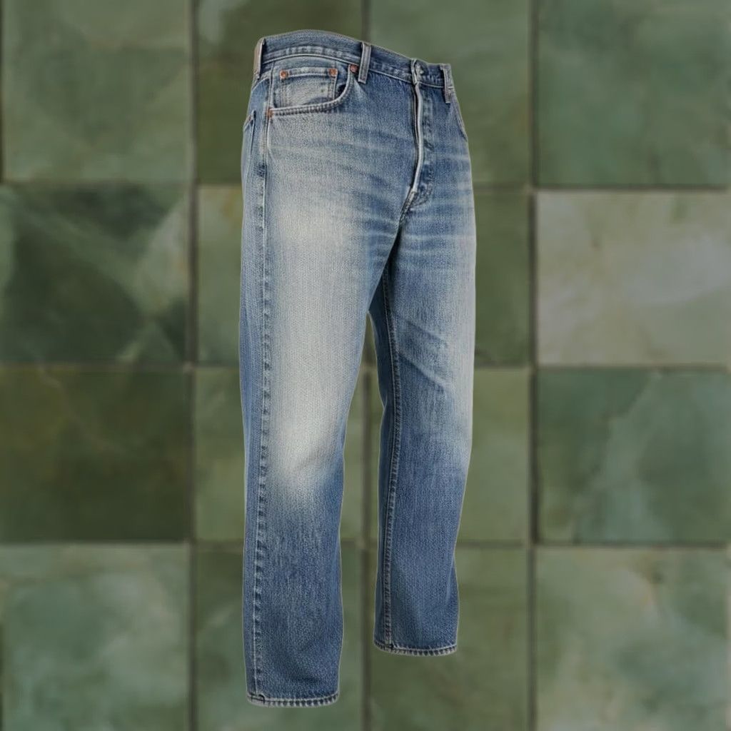Levi's Levis 501 Jeans Mens 38x32 Blue Light Wash Straight Denim Button Fly Regular Fit Jeans Size US 38 / EU 54 - 1 Thumbnail