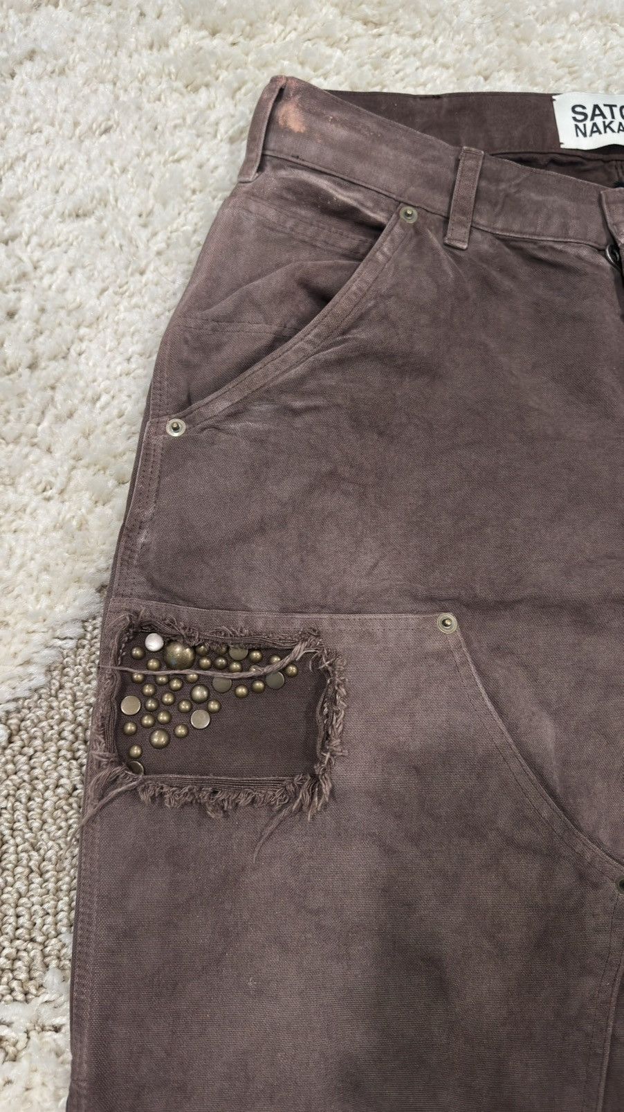 Satoshi Nakamoto Satoshi Nakamoto Studded Brown Carpenter Pants Size US 32 / EU 48 - 5 Thumbnail