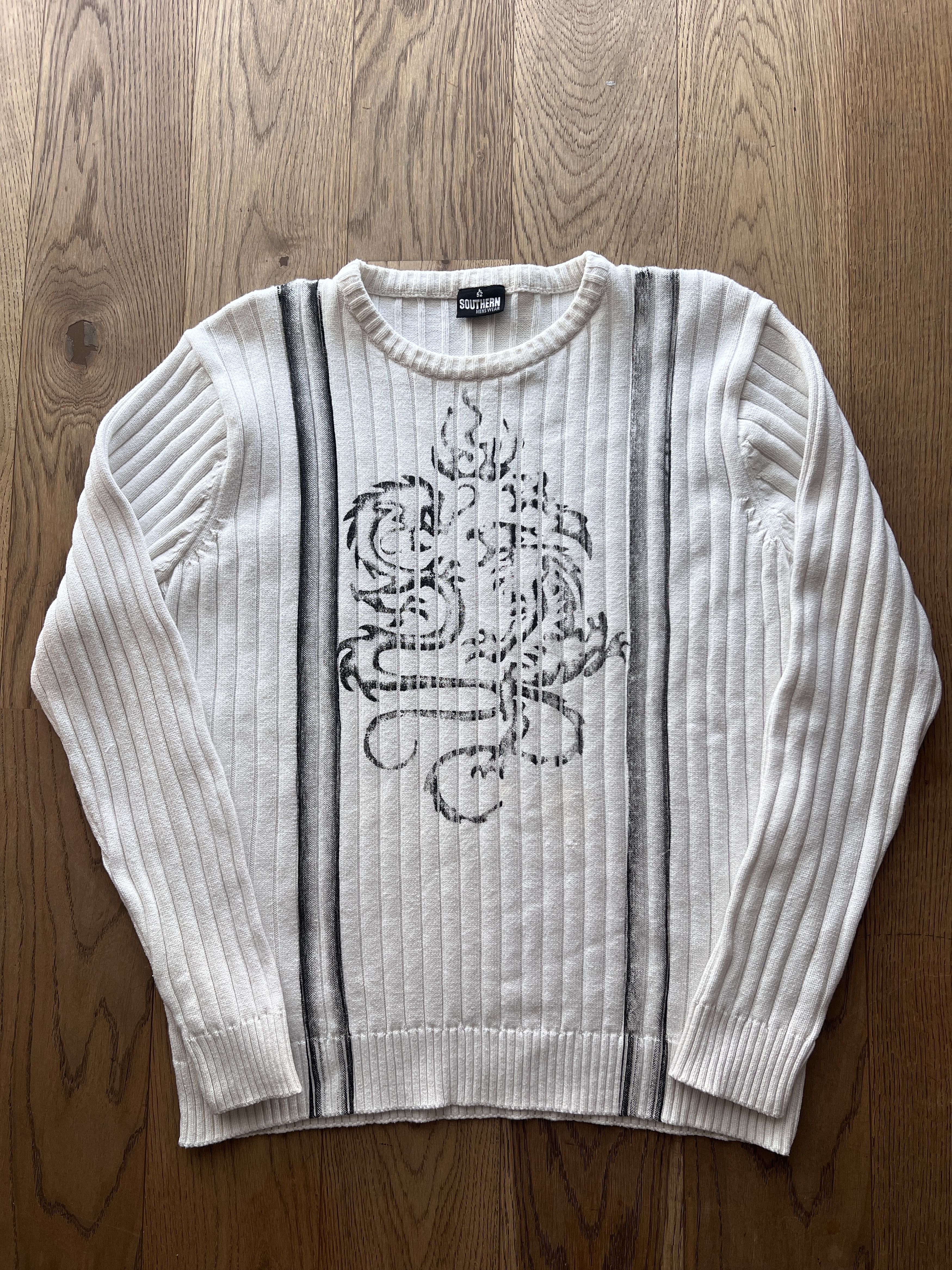 Japanese Brand Japan tribal 2000s Y2K ribbed structure knit sweater dragon Size US L / EU 52-54 / 3 - 12 Thumbnail