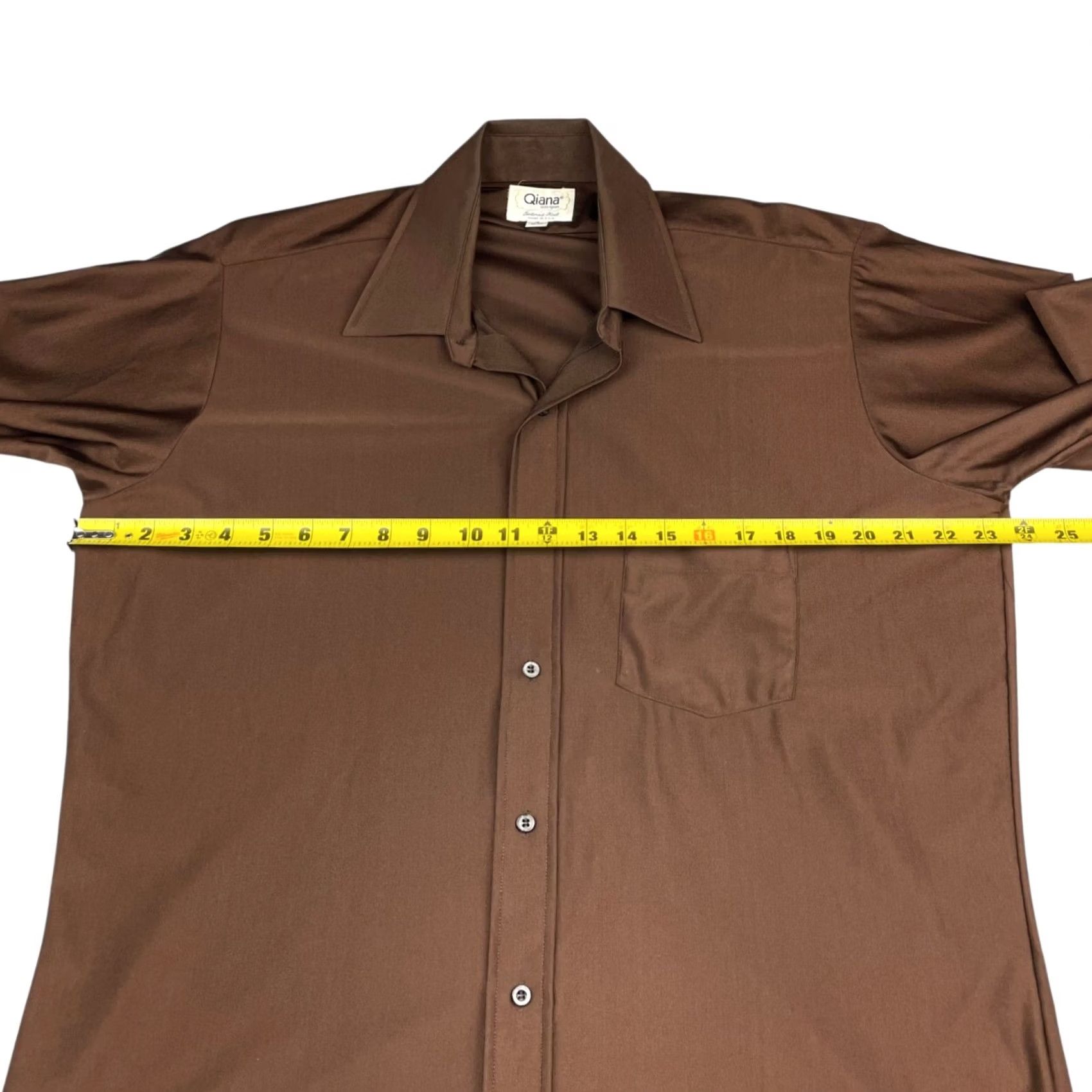 Vintage VINTAGE Qiana Dress Shirt Men’s Brown 100% Nylon Tailored Knit USA 16 Size 42R - 6 Thumbnail