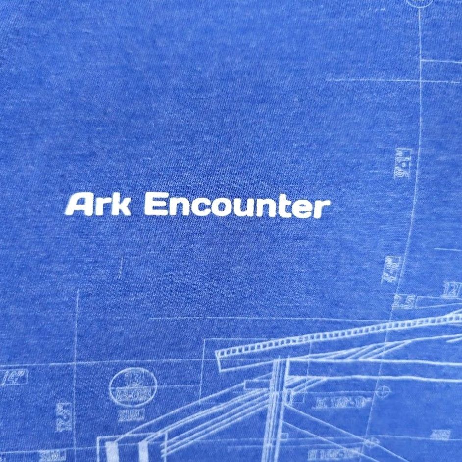 Tultex VINTAGE Noahs Ark T Shirt Mens XL Blue Construction Plans Christian Ark Encounter Size US XL / EU 56 / 4 - 4 Thumbnail