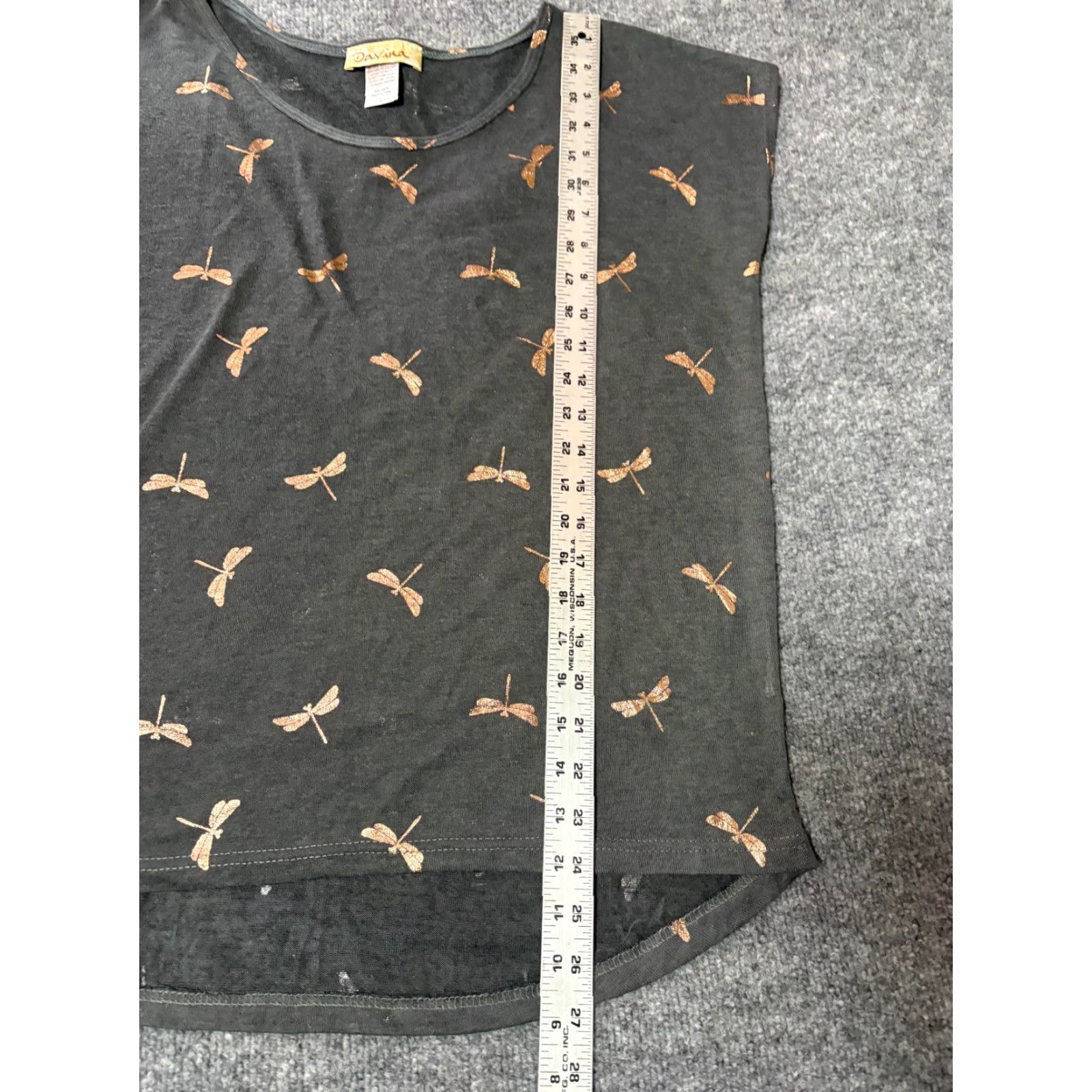 Vintage Davina Top Womens Large Sleeveless Gray Golden Dragon Flys Blouse L Gray Rhinestone Womens Fashion Regular Shirt Size L / US 10 / IT 46 - 3 Thumbnail