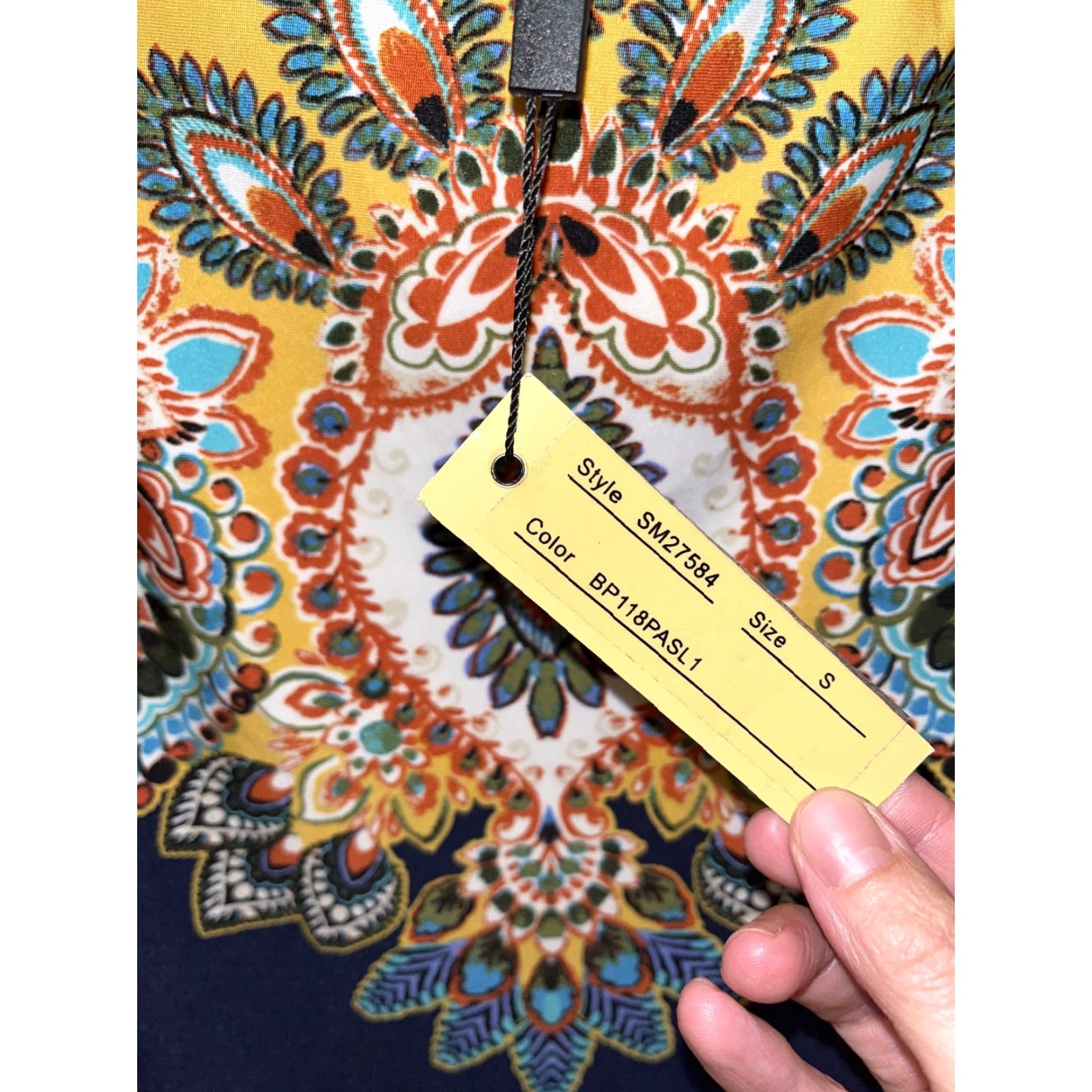 Melissa Melissa Paige Skirt Pencil Paisley Multicolor Navy Yellow Red Hobo NWT Knee Length Elastic Waist Workwear Womens Small Size 28" / US 6 / IT 42 - 3 Thumbnail