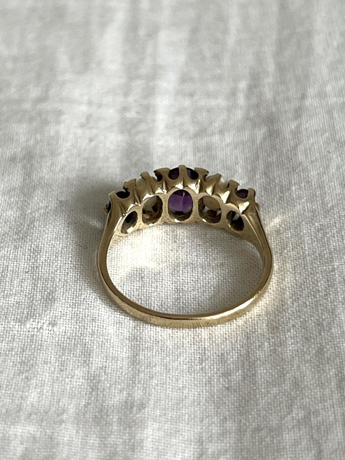 Vintage Gold Ring Amethyst Opal Size ONE SIZE - 4 Thumbnail