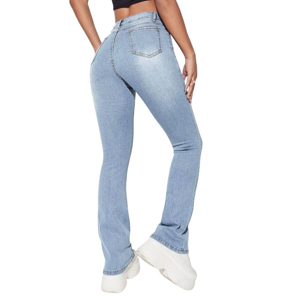 Shein Slant Pocket Flare Leg Jeans in Blue, Size XS/2 Size 26" / US 2 / IT 38 - 2 Thumbnail