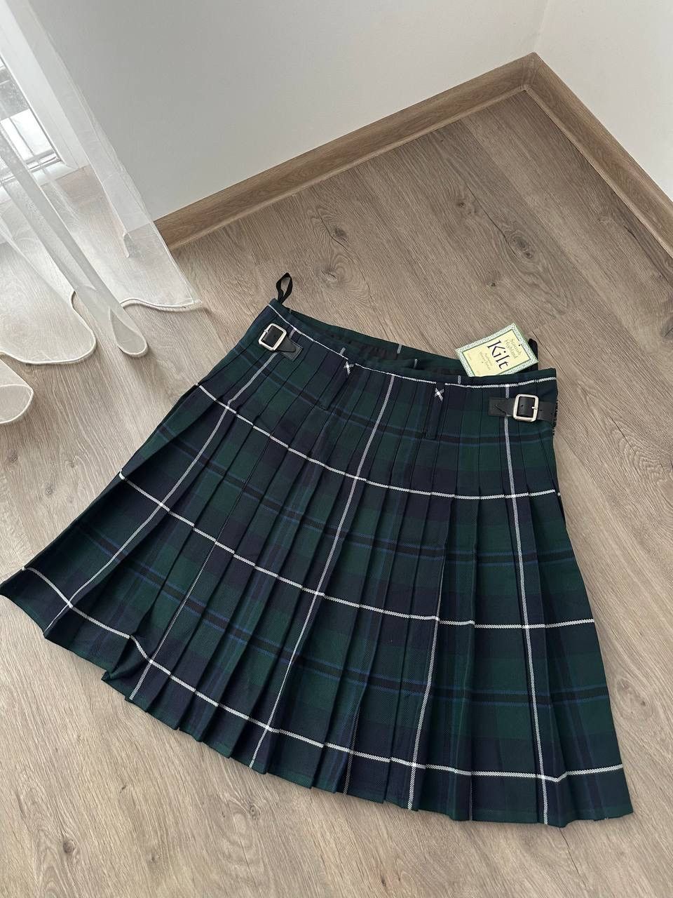 Vintage Vintage Scottish Highland Woven Green Cell Skirt Kilt Size 30" / US 8 / IT 44 - 8 Thumbnail