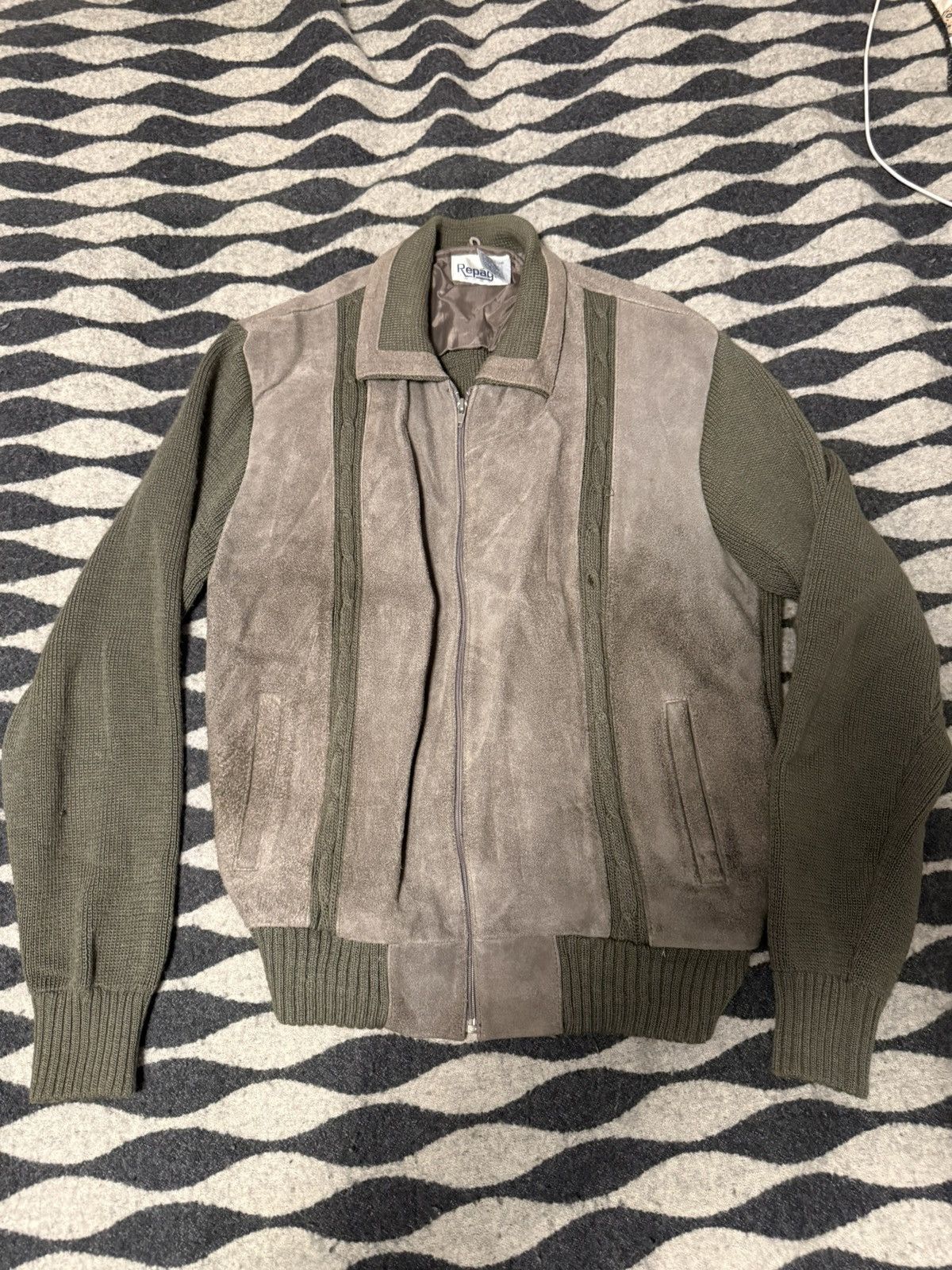 Vintage 80s repage zip up grey cardigan Size US XL / EU 56 / 4 - 1 Thumbnail