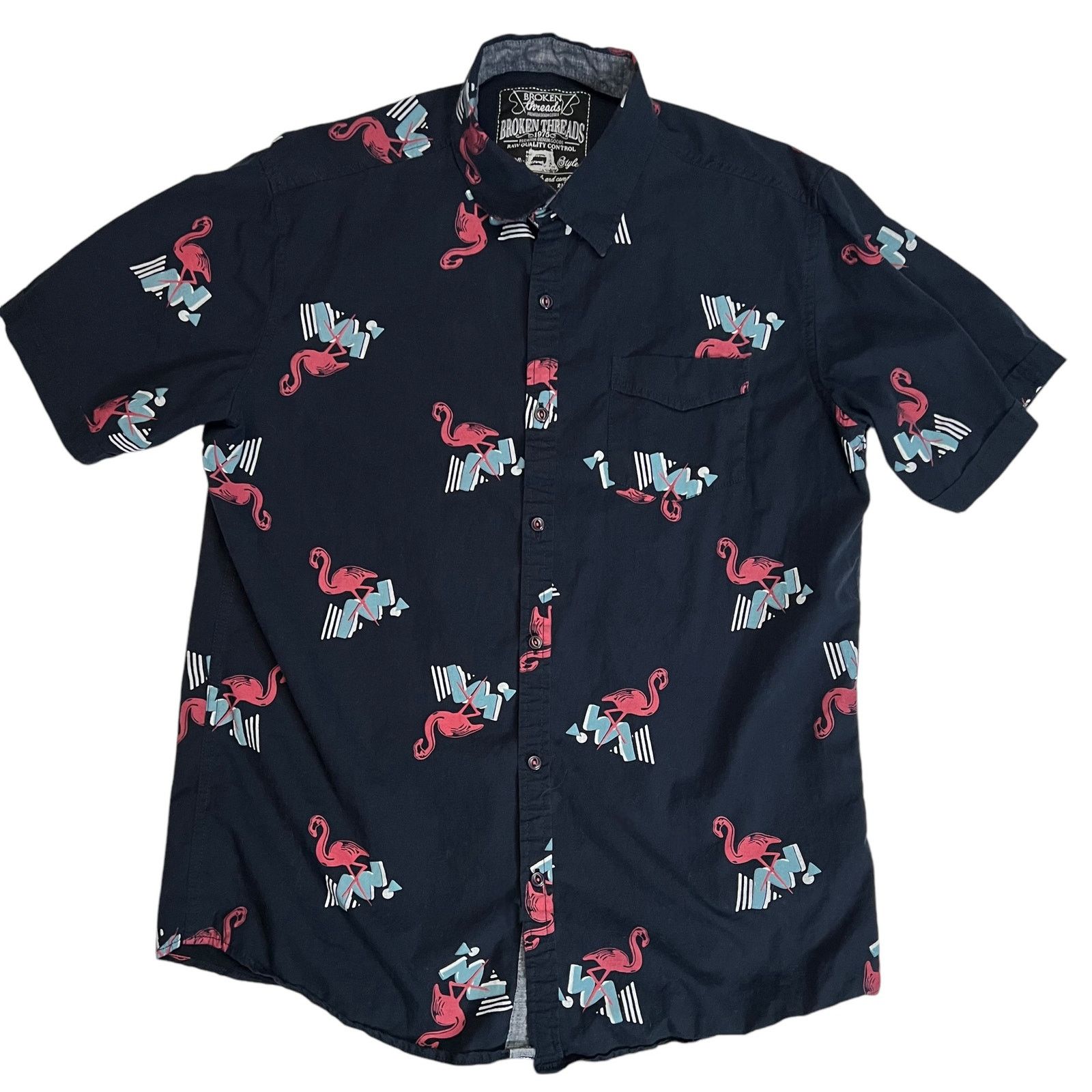 Other Broken Threads Short Sleeve Button Up Shirt Flamingo XL Size US XL / EU 56 / 4 - 8 Thumbnail
