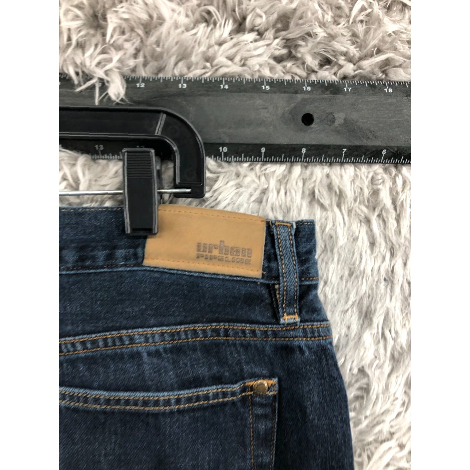 Vintage Urban Pipeline Jeans Slim Straight 38x32 Mens Mid Rise Dark Blue Wash 5-Pocket Denim Cotton Blend Belt Loops Regular Size Size US 38 / EU 54 - 6 Thumbnail