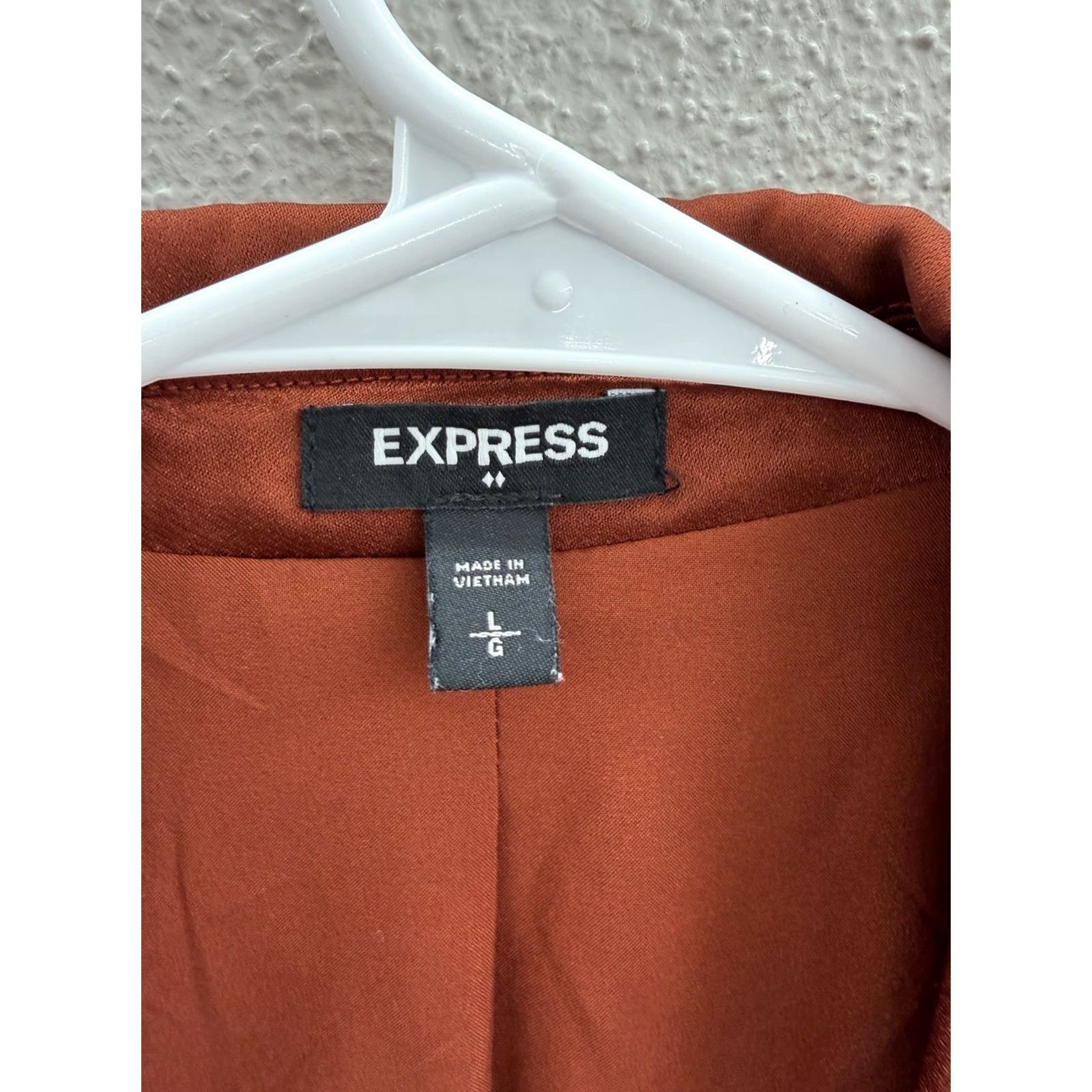 Express Express Blazer Shirt Womens Large Orange Long Sleeve Open Front Lined Size L / US 10 / IT 46 - 5 Thumbnail