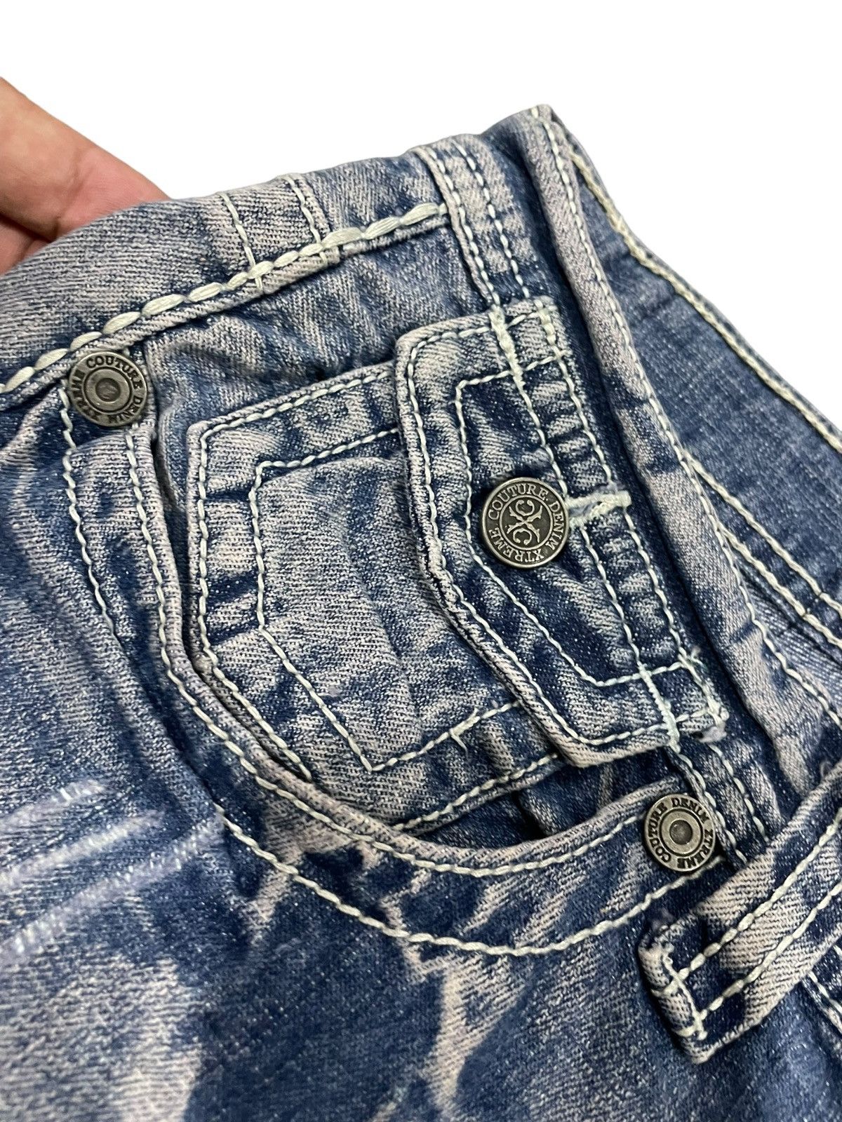 If Six Was Nine Xtreme Couture Cross Pocket Jeans Size US 35 - 8 Thumbnail