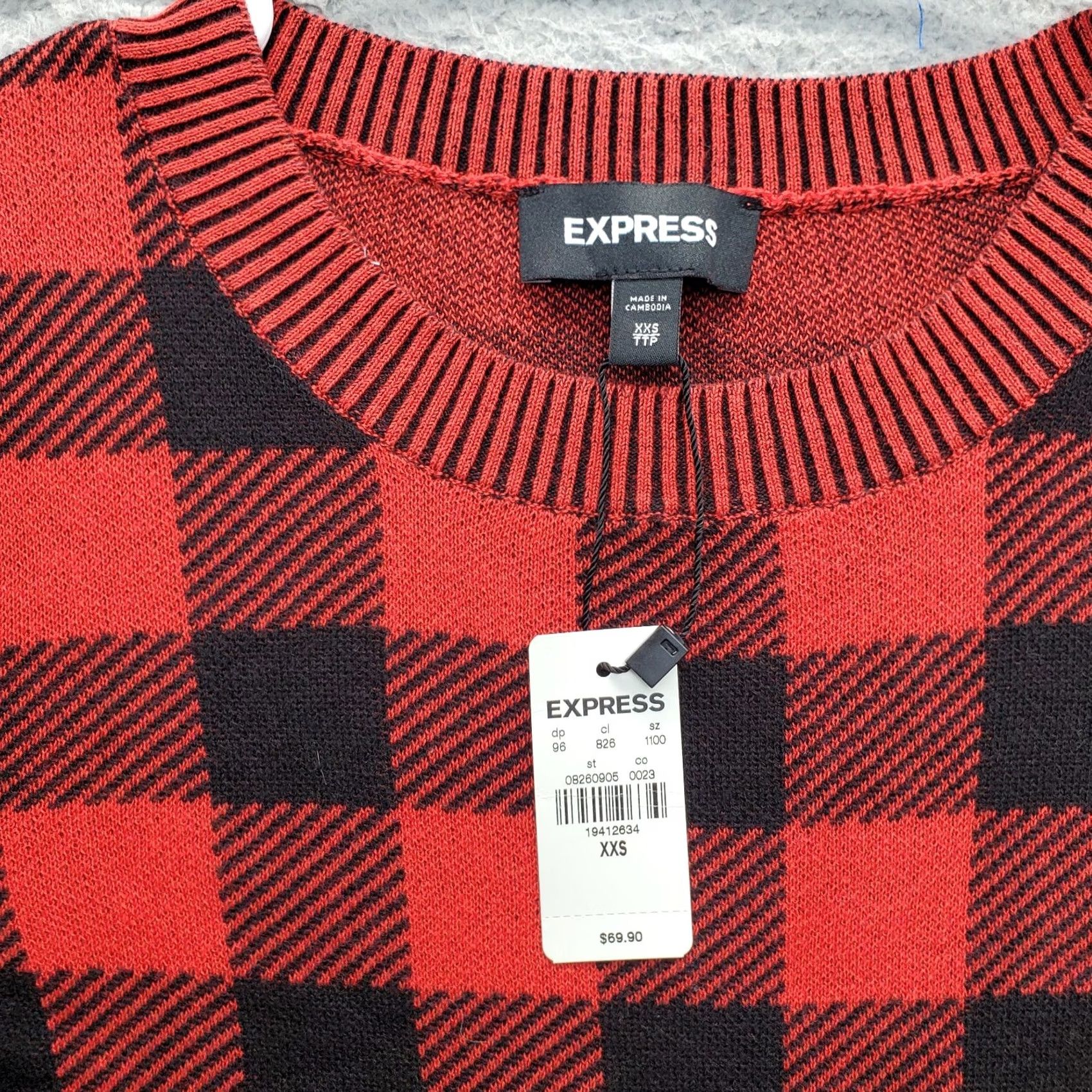Express Express Sweater Women 2XS Multi Buffalo Plaid Crew Neck Pullover Ribbed Cuff/Hem Knit Pullover Size XXS / US 00 / IT 34 - 5 Thumbnail