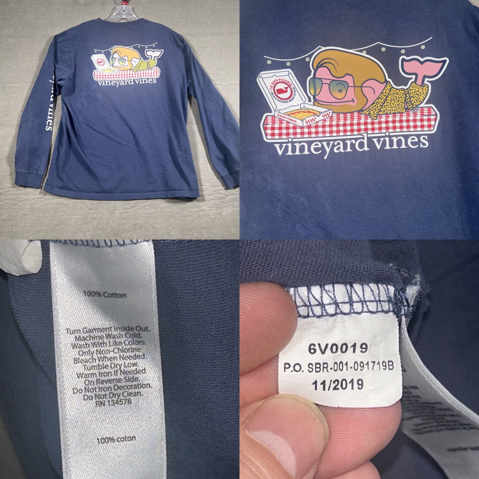 Vineyard Vines Vineyard Vines Shirt Mens Large L Blue Long Sleeve Cotton Logo Pizza Size US L / EU 52-54 / 3 - 8 Thumbnail