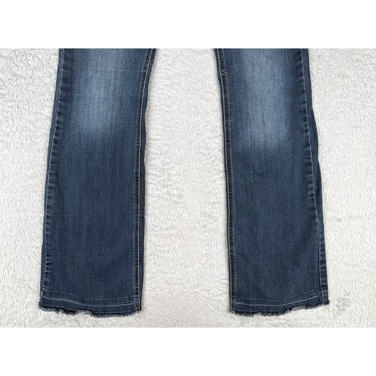 Vintage KanCan Jeans Womens 26 Blue Mid Rise Bootcut Distressed Stretch Denim 23x31 Size 26" / US 2 / IT 38 - 2 Thumbnail