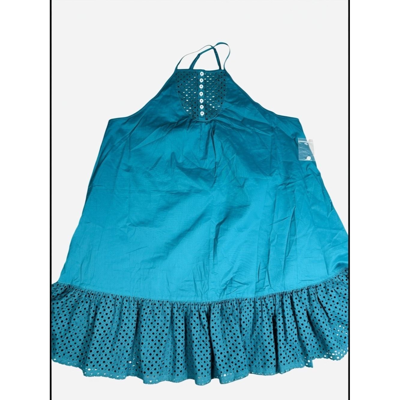 Free People New Free People Teal Calico Trapeze Cotton Dress Size M Size M / US 6-8 / IT 42-44 - 4 Thumbnail
