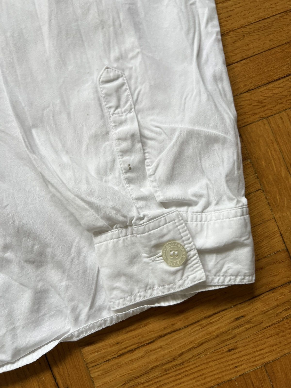 Dolce & Gabbana × Vintage Biała Koszula Dolce & Gabbana Jeans Center Logo Italy Size XL / US 12-14 / IT 48-50 - 6 Thumbnail