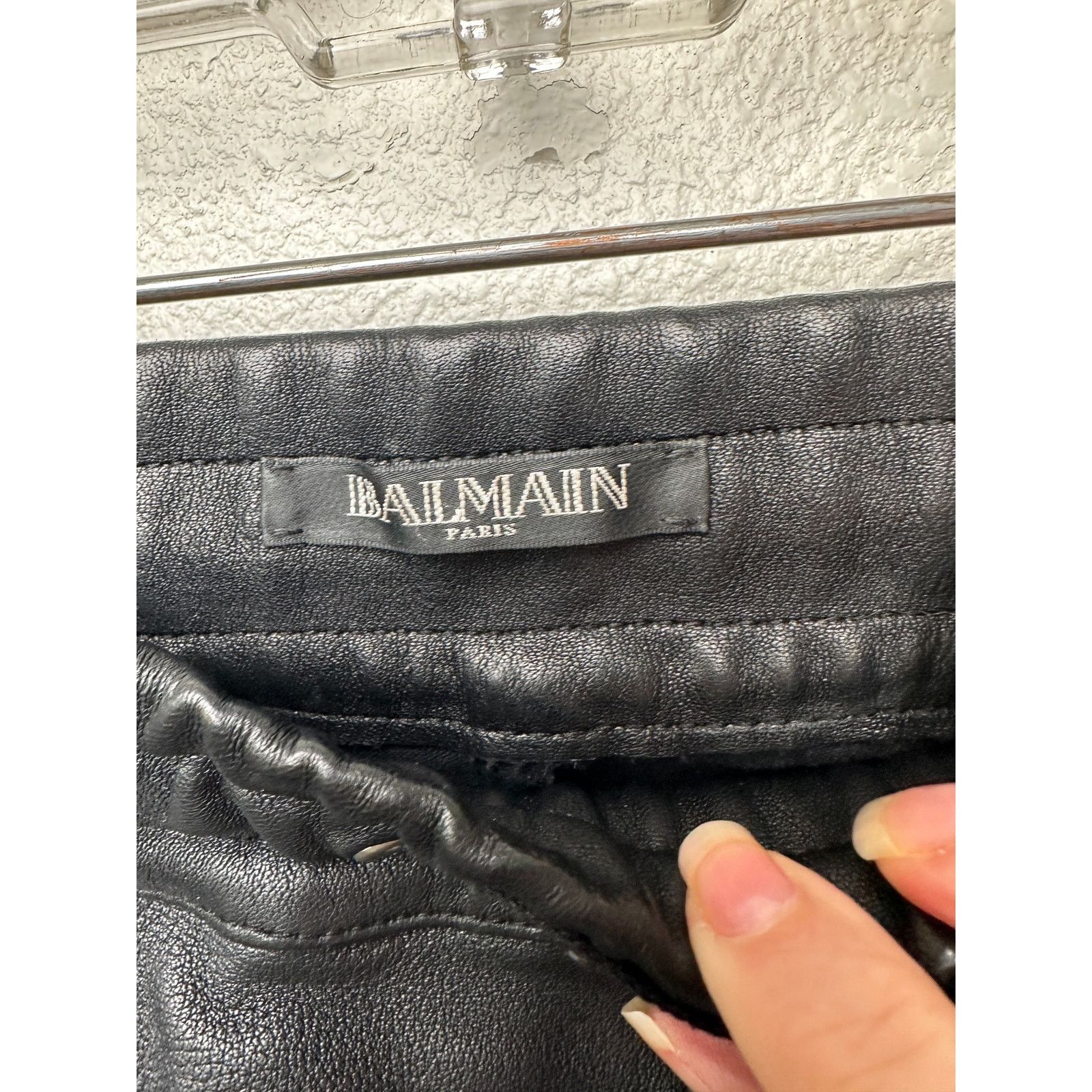 Balmain Balmain Lambskin Moto Pants Black Men’s US L Drawstring Size US 31 - 7 Thumbnail