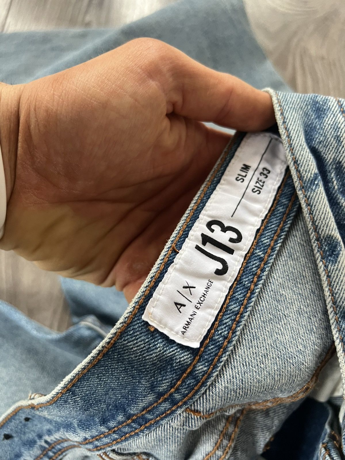 Armani Exchange × Designer ‼️Armani Excange J13 Icon Period Box Logo Denim Jeans‼️ Size US 33 - 18 Thumbnail