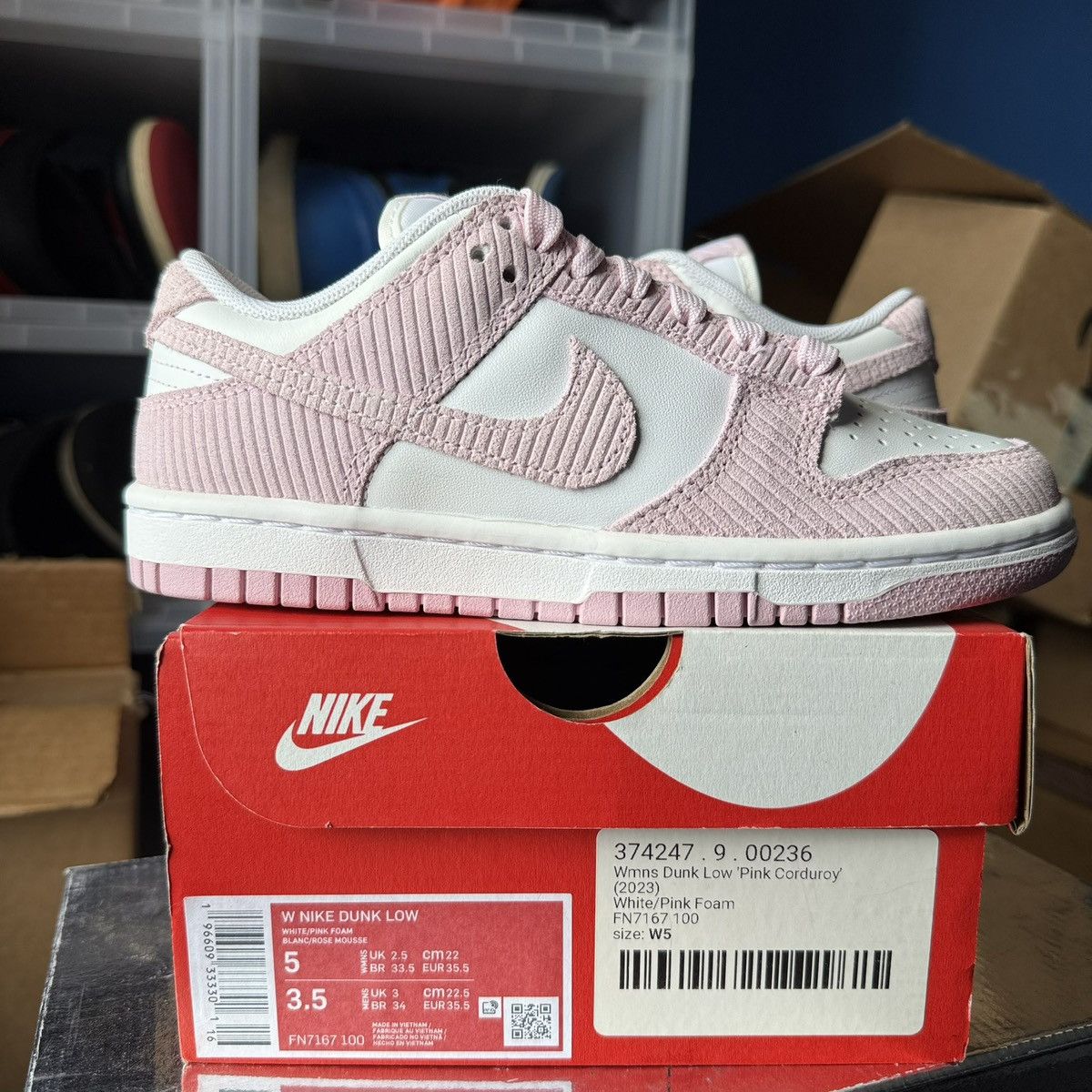 Nike Nike Dunk Low 'Pink Corduroy' Womens Size US 5 / IT 35 - 1 Thumbnail
