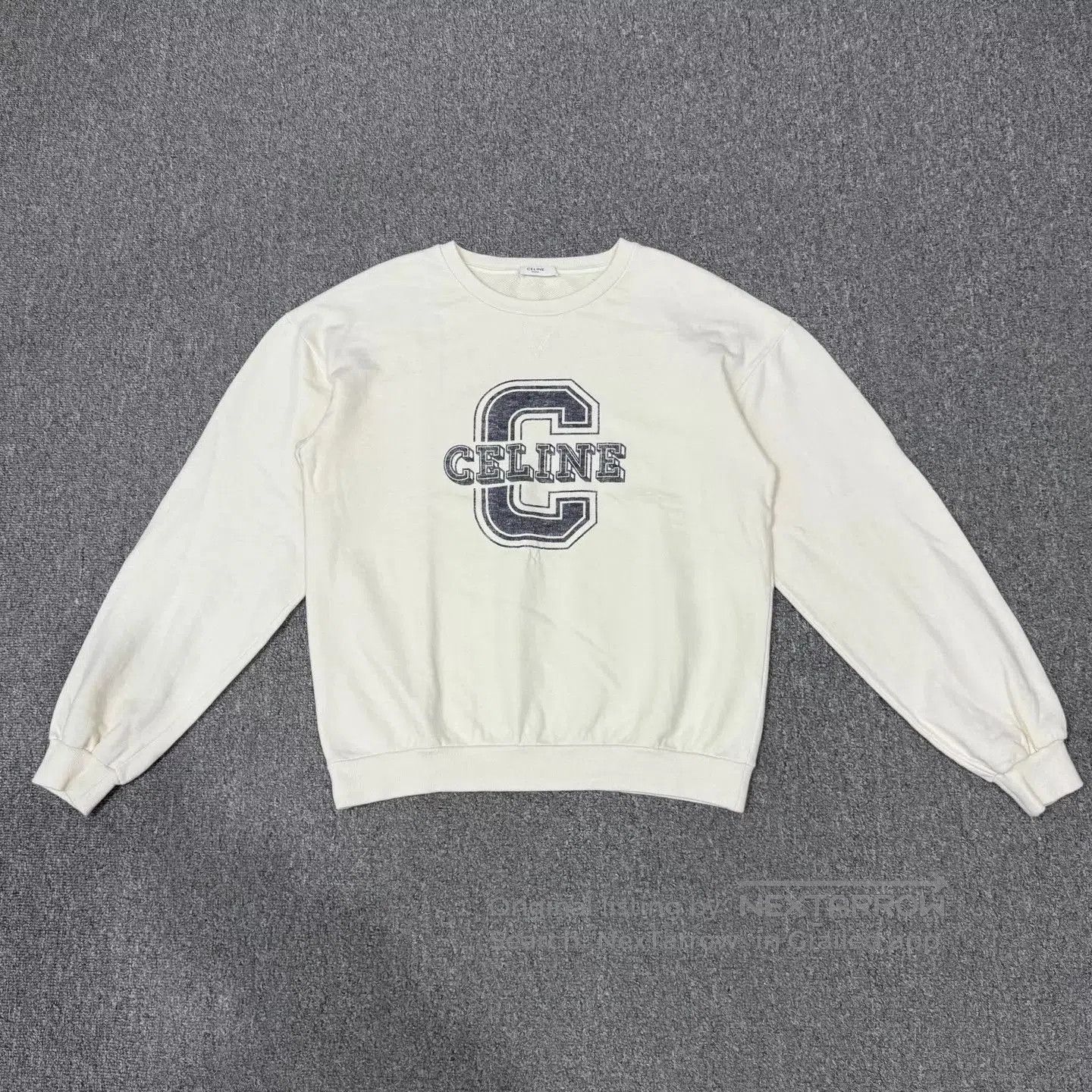 Celine White Crewneck Sweatshirt with Embroidered Logo. Size US S / EU 44-46 / 1 - 1 Thumbnail