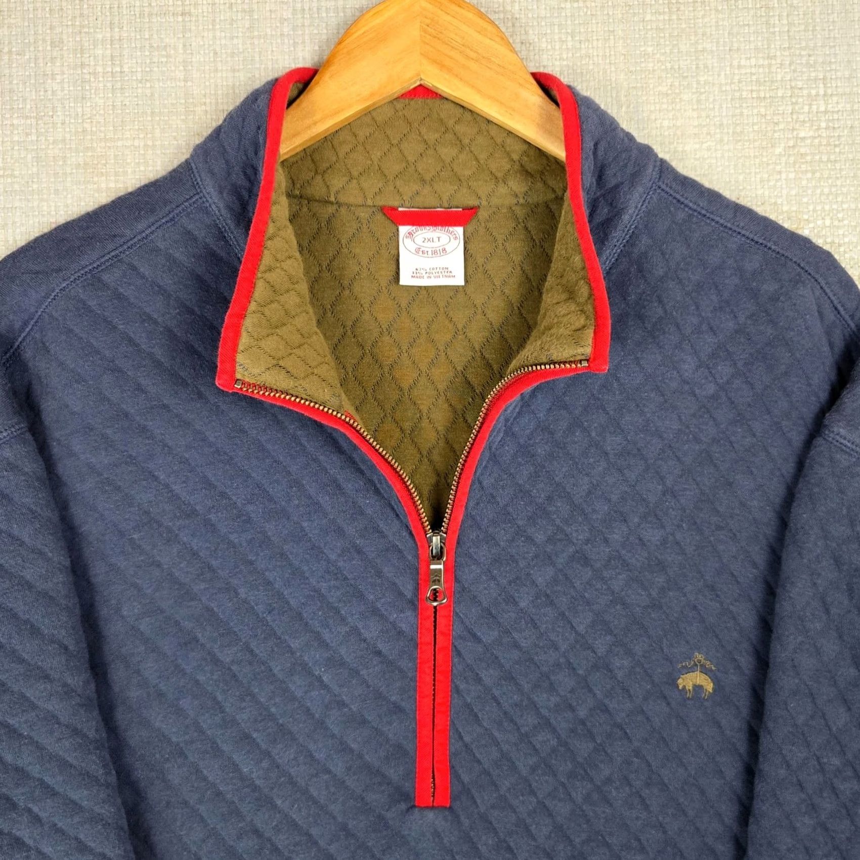 Brooks Brothers Brooks Brothers Men's 2XLT Quilted 1/2 Zip Pullover Sweatshirt Gray Cotton/Poly Size US XXL / EU 58 / 5 - 3 Thumbnail