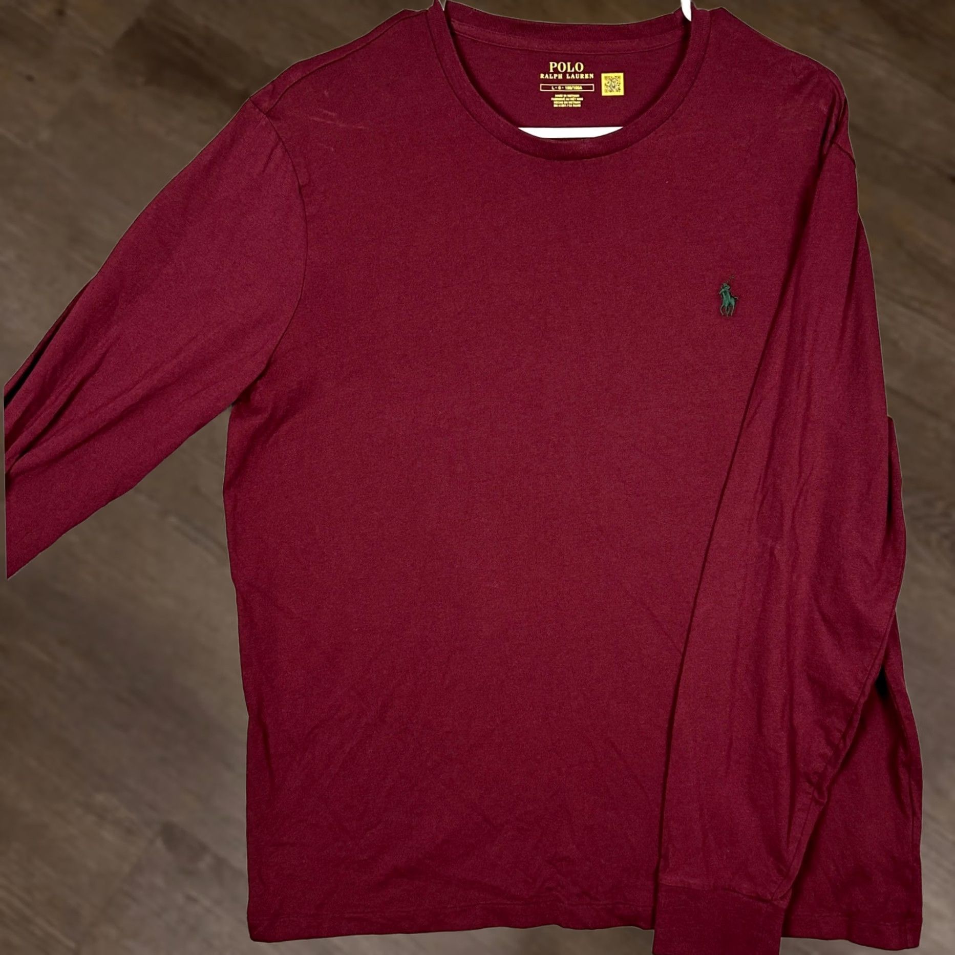 Polo Ralph Lauren Polo Ralph Lauren Mens Large Long Sleeve T-Shirt Burgundy Red Pony Crewneck Tee Size US L / EU 52-54 / 3 - 1 Thumbnail