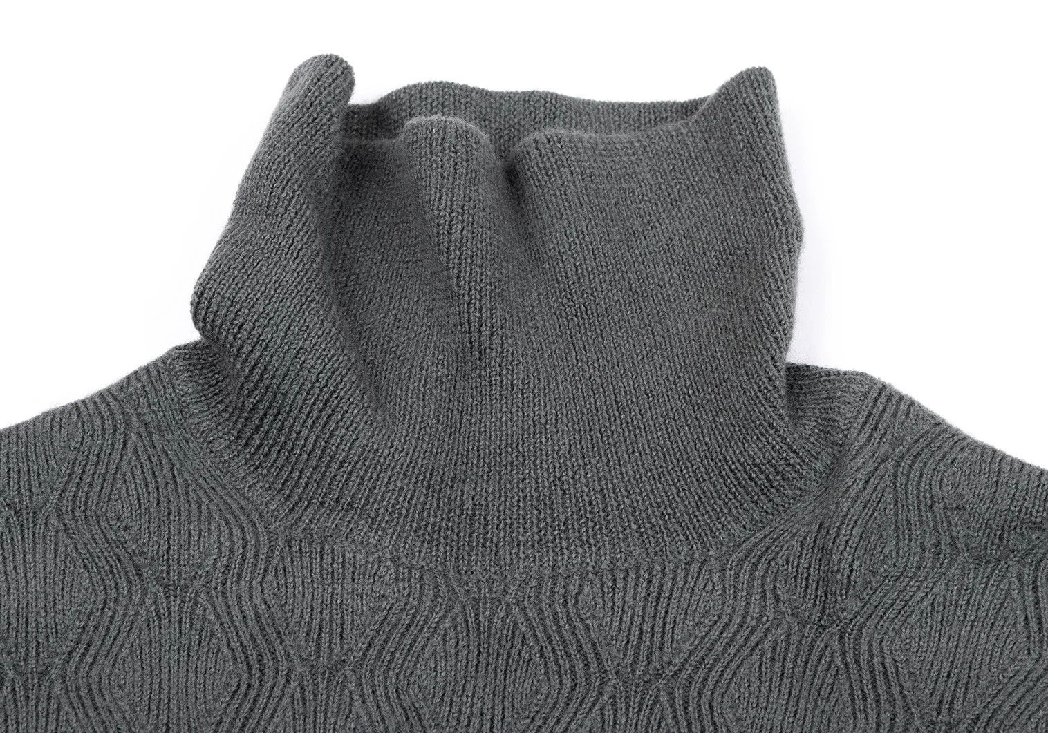 Comme des Garcons Homme Plus Wool Zigzag Knit Turtleneck Sweater in Gray Size M Size US M / EU 48-50 / 2 - 4 Thumbnail
