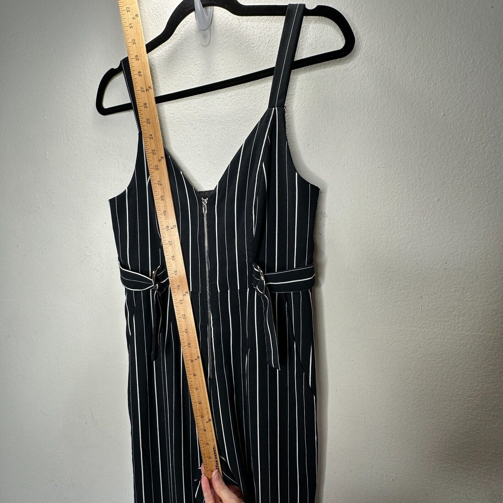 Other Dance & Marvel Pinstripe Cinched Wide Leg Front Zip Jumpsuit Size 27" / US 4 / IT 40 - 14 Thumbnail