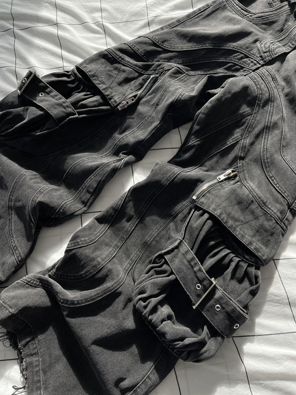 No Faith Studios NO FAITH STUDIOS Distressed Cargo Raver denim Baggy Pants Size US 32 / EU 48 - 10 Thumbnail