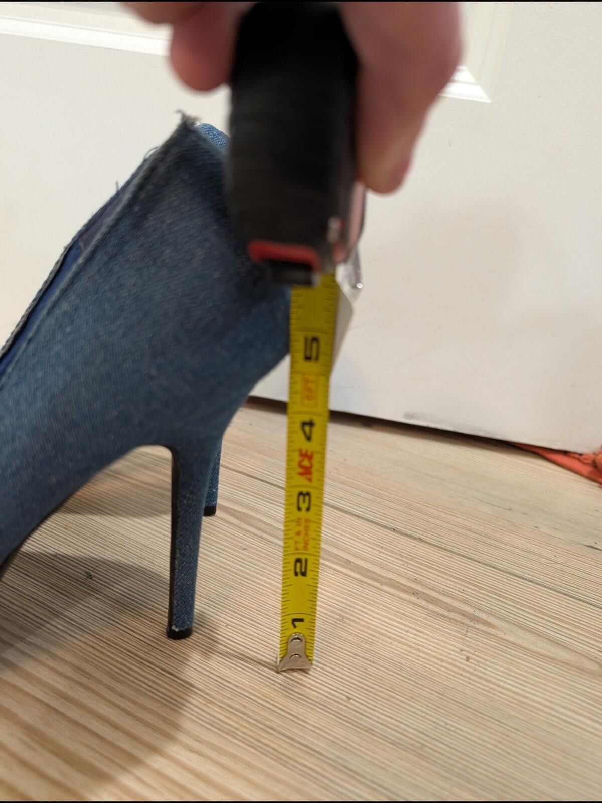 Other Denim Pointed Toe High Heels with Gold Buckle Size US 10 / IT 40 - 6 Thumbnail