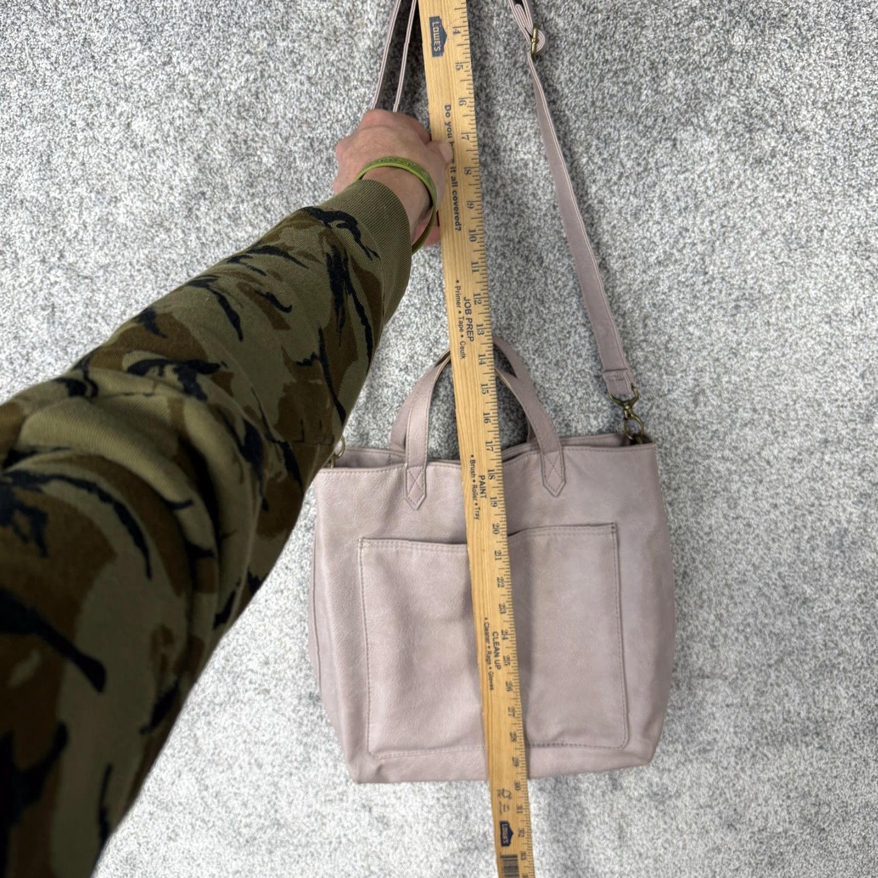 Vintage Thirty-One Tote Bag Womens Medium Taupe Faux Leather Crossbody Purse - Classic, Preppy, Casual, Travel - White? Size ONE SIZE - 2 Thumbnail