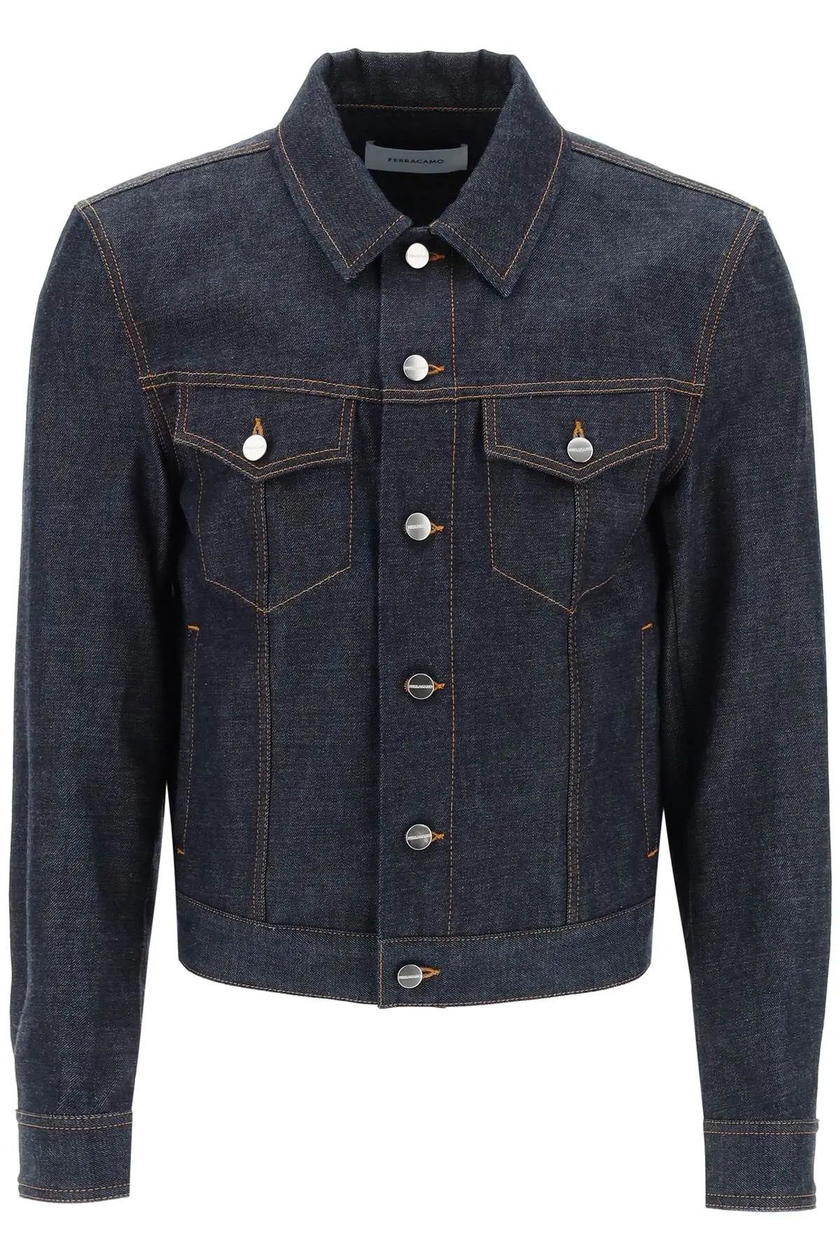 image of Salvatore Ferragamo O1S22I1N0224 Denim Jacket In Blue, Men's (Size Medium)