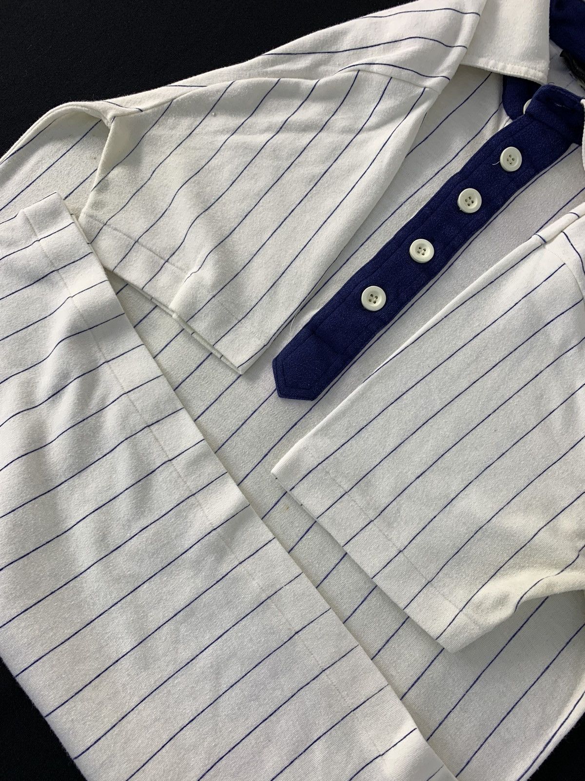 Vintage 90s Japanese Brand Striped Design Polo Tee Blue Button Size US M / EU 48-50 / 2 - 3 Thumbnail