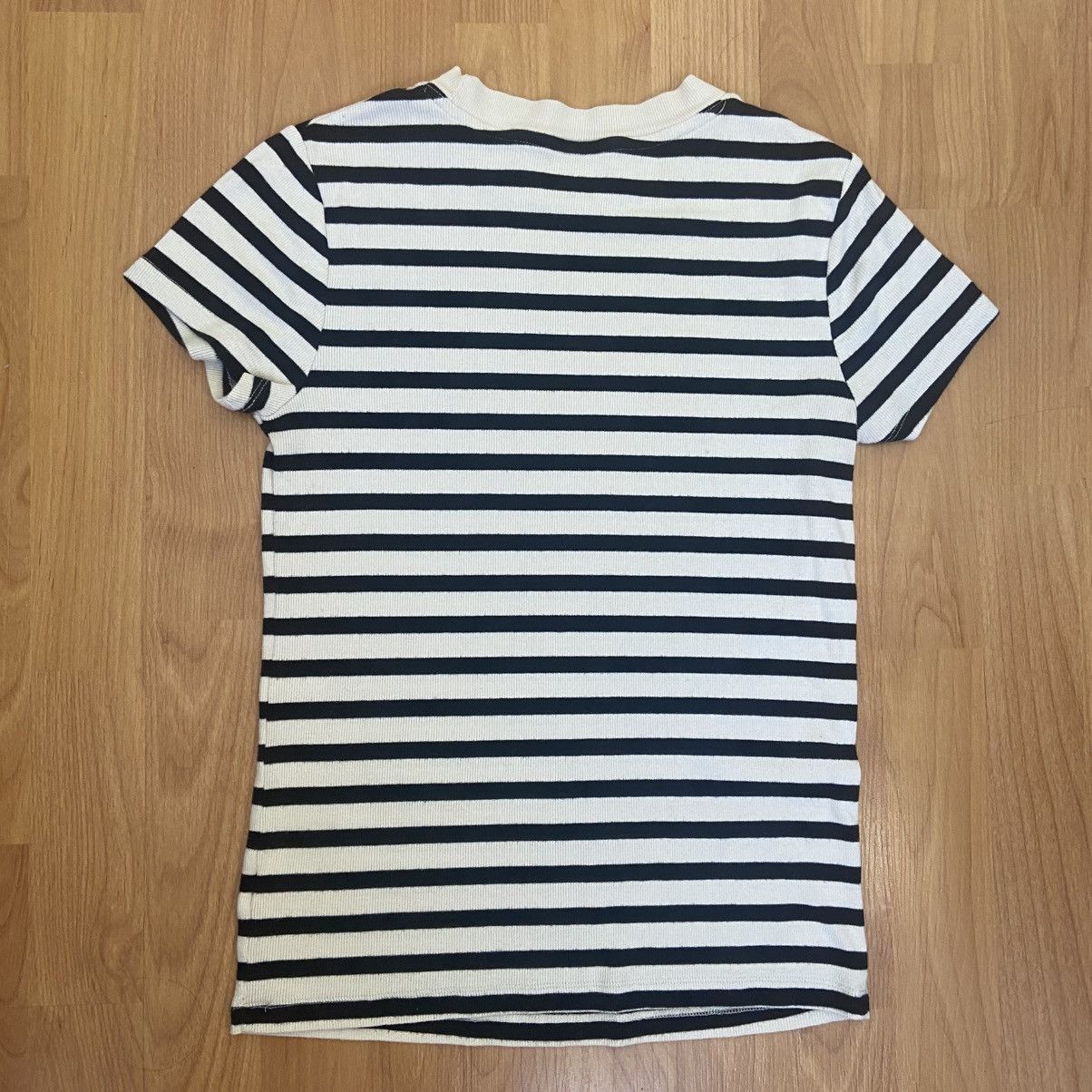 Vintage A New Day Black & Cream Striped Ribbed T-Shirt Womens Medium Size M / US 6-8 / IT 42-44 - 2 Thumbnail