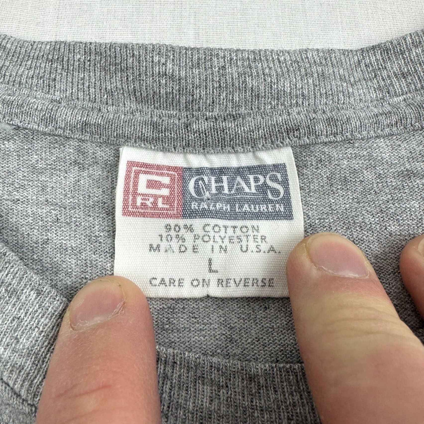 Chaps VINTAGE Chaps Ralph Lauren Shirt Adult Large Gray 90s USA T-Shirt Crew Neck Mens Size US L / EU 52-54 / 3 - 5 Thumbnail